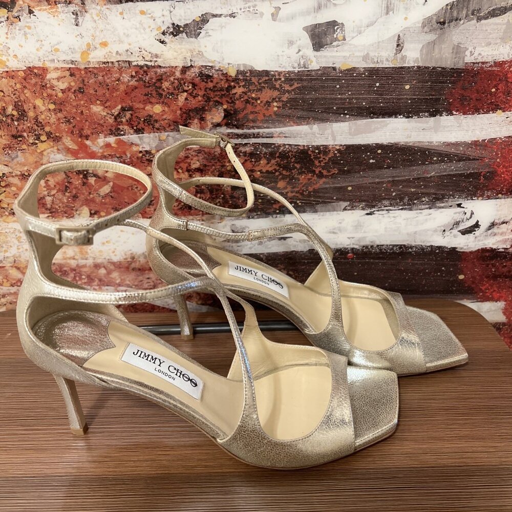 Jimmy Choo Azia 75 Campaign Glitter Leather Sandals